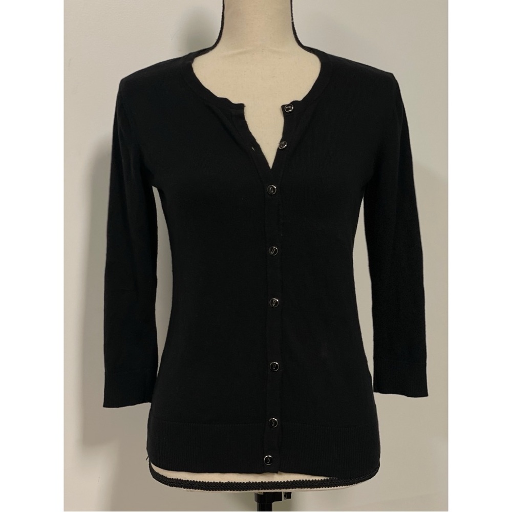 New York & Company 7th Avenue Design Studio 3/4 Sleeve Cardigan Black Size S